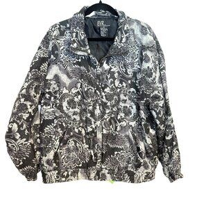 EVR DIV Rousso Silk Paisley Windbreaker Jacket Sz XL Black/Grey